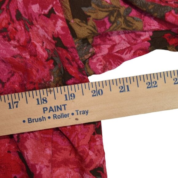 J. Jill Long Sleeve V Neck Pink Brown Floral Blouse Rayon Size Large - Picture 6 of 7